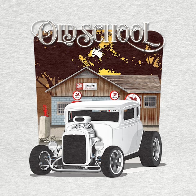 White 1932 Chevy 5 Window Coupe Hot Rod Old School Print by RPM-ART